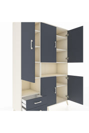 Hyperion Dolap 10 Raflı 2 Çekmeceli 5 Kapaklı 132x44x195 Aytaşı-Antrasit/Antrasit