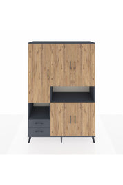 Hyperion Dolap 10 Raflı 2 Çekmeceli 5 Kapaklı 132x44x195 Antrasit-Çam/Antrasit