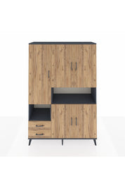 Hyperion Dolap 10 Raflı 2 Çekmeceli 5 Kapaklı 132x44x195 Antrasit-Çam/Çam