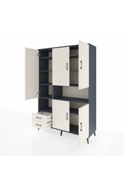 Hyperion Dolap 10 Raflı 2 Çekmeceli 5 Kapaklı 132x44x195 Antrasit-Aytaşı/Aytaşı