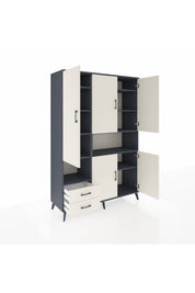 Hyperion Dolap 10 Raflı 2 Çekmeceli 5 Kapaklı 132x44x195 Antrasit-Aytaşı/Aytaşı