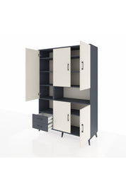 Hyperion Dolap 10 Raflı 2 Çekmeceli 5 Kapaklı 132x44x195 Antrasit-Aytaşı/Antrasit