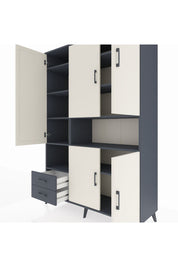 Hyperion Dolap 10 Raflı 2 Çekmeceli 5 Kapaklı 132x44x195 Antrasit-Aytaşı/Antrasit