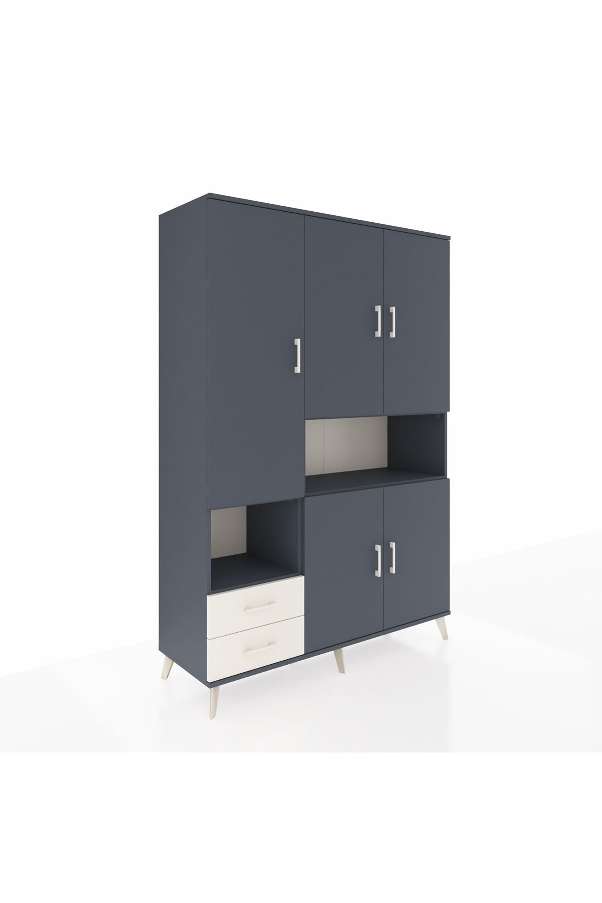 Hyperion Dolap 10 Raflı 2 Çekmeceli 5 Kapaklı 132x44x195 Antrasit-Antrasit/Aytaşı