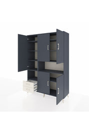 Hyperion Dolap 10 Raflı 2 Çekmeceli 5 Kapaklı 132x44x195 Antrasit-Antrasit/Aytaşı