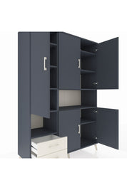 Hyperion Dolap 10 Raflı 2 Çekmeceli 5 Kapaklı 132x44x195 Antrasit-Antrasit/Aytaşı