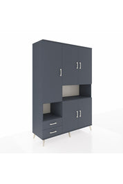 Hyperion Dolap 10 Raflı 2 Çekmeceli 5 Kapaklı 132x44x195 Antrasit-Antrasit/Antrasit