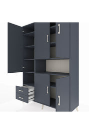 Hyperion Dolap 10 Raflı 2 Çekmeceli 5 Kapaklı 132x44x195 Antrasit-Antrasit/Antrasit