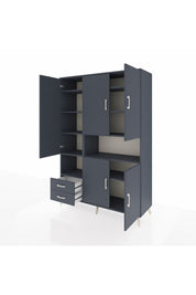 Hyperion Dolap 10 Raflı 2 Çekmeceli 5 Kapaklı 132x44x195 Antrasit-Antrasit/Antrasit