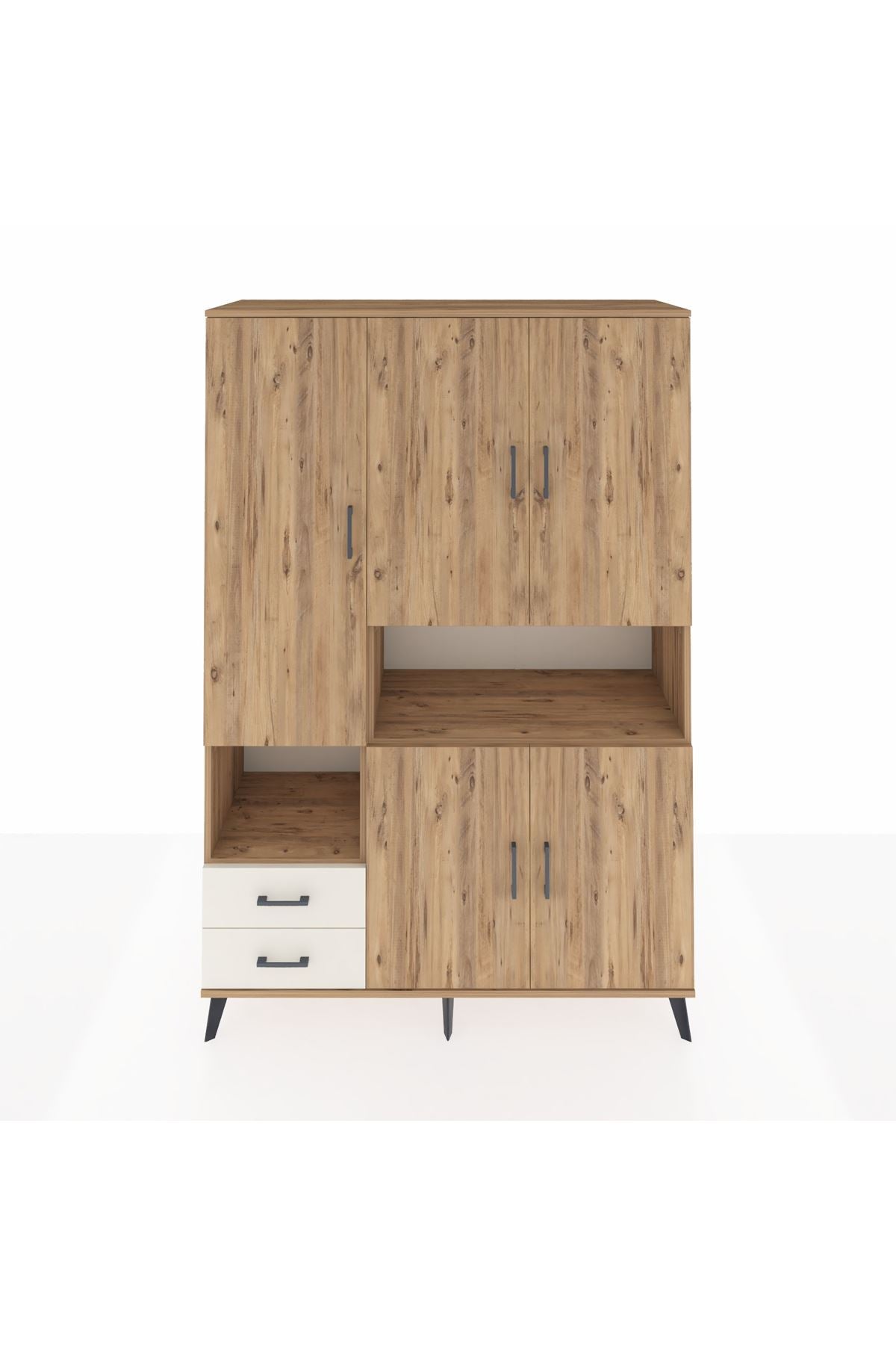 Hyperion Dolap 10 Raflı 2 Çekmeceli 5 Kapaklı 132x44x195 Çam-Çam/Aytaşı