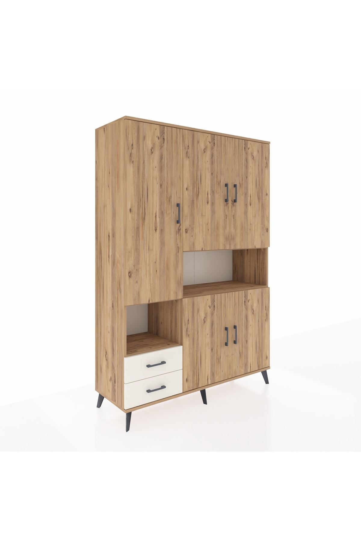 Hyperion Dolap 10 Raflı 2 Çekmeceli 5 Kapaklı 132x44x195 Çam-Çam/Aytaşı