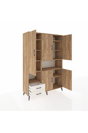 Hyperion Dolap 10 Raflı 2 Çekmeceli 5 Kapaklı 132x44x195 Çam-Çam/Aytaşı