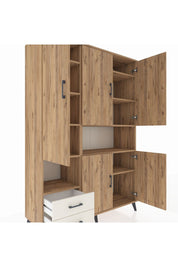 Hyperion Dolap 10 Raflı 2 Çekmeceli 5 Kapaklı 132x44x195 Çam-Çam/Aytaşı