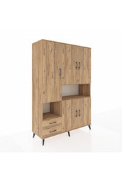 Hyperion Dolap 10 Raflı 2 Çekmeceli 5 Kapaklı 132x44x195 Çam-Çam/Çam