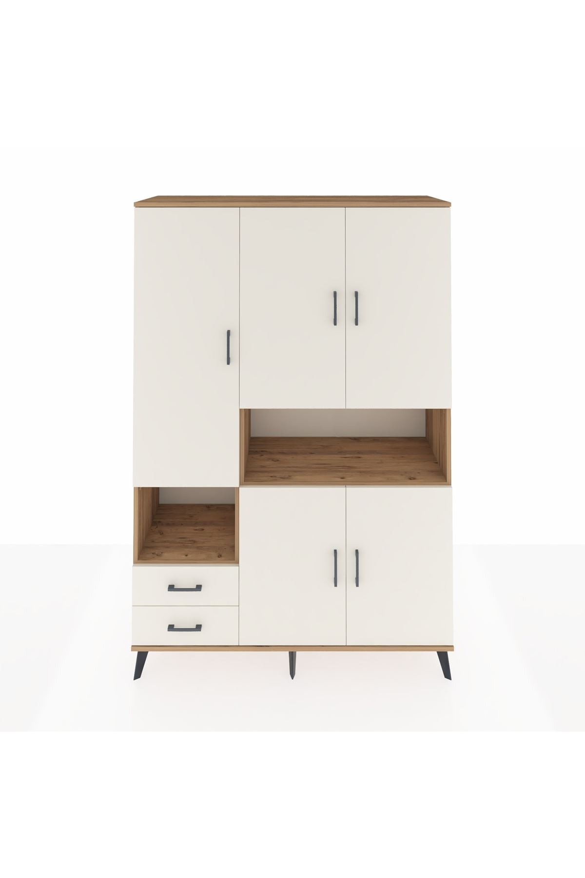 Hyperion Dolap 10 Raflı 2 Çekmeceli 5 Kapaklı 132x44x195 Çam-Aytaşı/Aytaşı