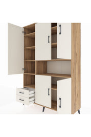 Hyperion Dolap 10 Raflı 2 Çekmeceli 5 Kapaklı 132x44x195 Çam-Aytaşı/Aytaşı