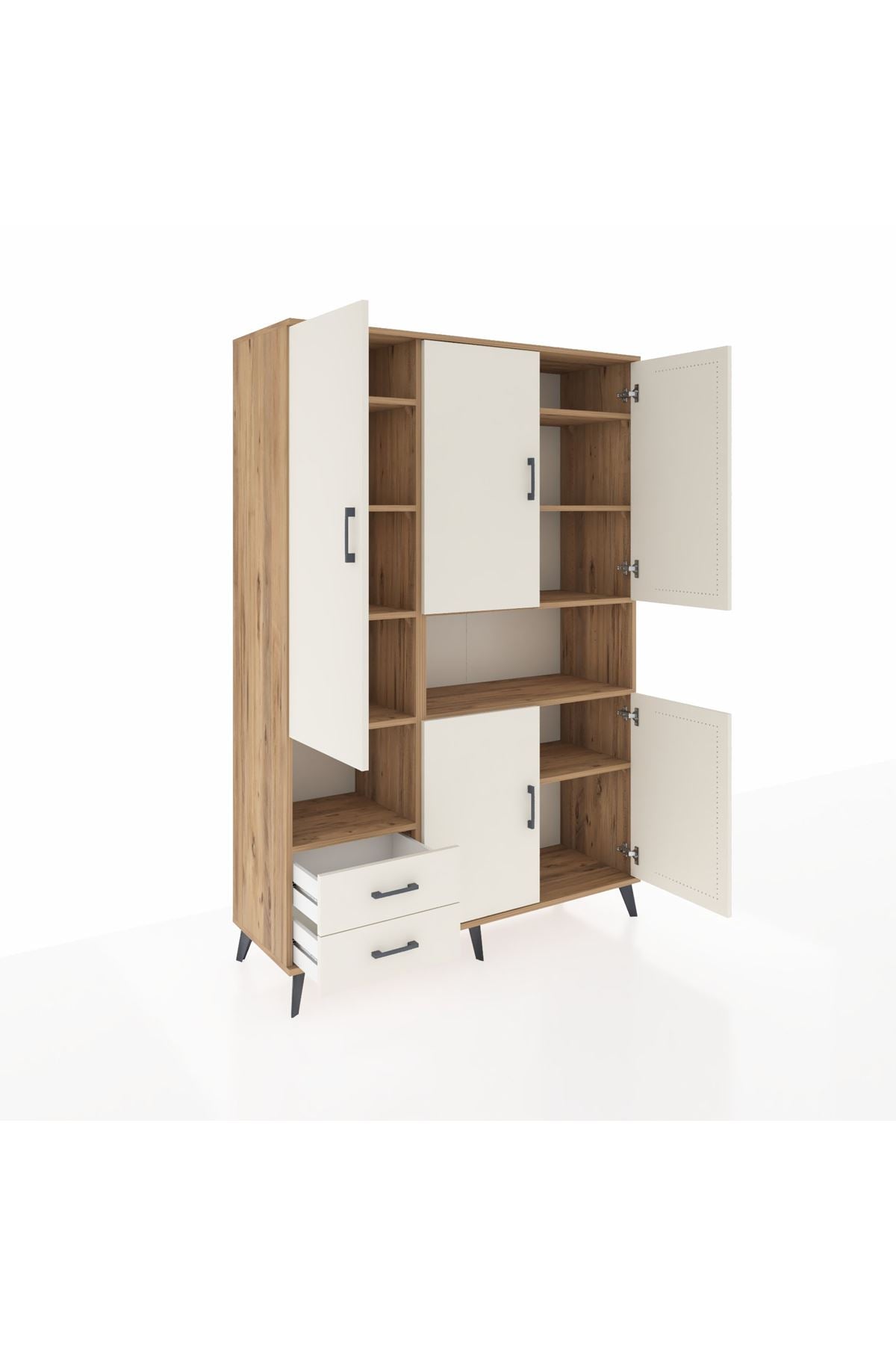 Hyperion Dolap 10 Raflı 2 Çekmeceli 5 Kapaklı 132x44x195 Çam-Aytaşı/Aytaşı