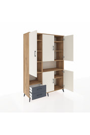 Hyperion Dolap 10 Raflı 2 Çekmeceli 5 Kapaklı 132x44x195 Çam-Aytaşı/Antrasit