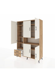 Hyperion Dolap 10 Raflı 2 Çekmeceli 5 Kapaklı 132x44x195 Çam-Aytaşı/Çam