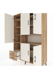 Hyperion Dolap 10 Raflı 2 Çekmeceli 5 Kapaklı 132x44x195 Çam-Aytaşı/Çam