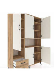 Hyperion Dolap 10 Raflı 2 Çekmeceli 5 Kapaklı 132x44x195 Çam-Aytaşı/Çam