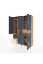 Hyperion Dolap 10 Raflı 2 Çekmeceli 5 Kapaklı 132x44x195 Çam-Antrasit/Aytaşı