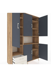 Hyperion Dolap 10 Raflı 2 Çekmeceli 5 Kapaklı 132x44x195 Çam-Antrasit/Aytaşı