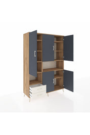 Hyperion Dolap 10 Raflı 2 Çekmeceli 5 Kapaklı 132x44x195 Çam-Antrasit/Aytaşı