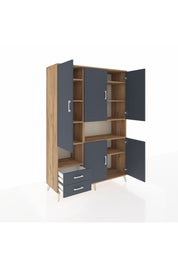 Hyperion Dolap 10 Raflı 2 Çekmeceli 5 Kapaklı 132x44x195 Çam-Antrasit/Antrasit