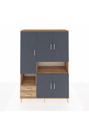 Hyperion Dolap 10 Raflı 2 Çekmeceli 5 Kapaklı 132x44x195 Çam-Antrasit/Çam