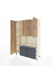 Hyperion Dolap 6 Raflı 3 Çekmeceli 3 Kapaklı 132x44x195 Aytaşı-Çam/Antrasit