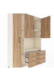 Hyperion Dolap 6 Raflı 3 Çekmeceli 3 Kapaklı 132x44x195 Aytaşı-Çam/Çam