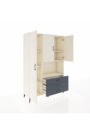 Hyperion Dolap 6 Raflı 3 Çekmeceli 3 Kapaklı 132x44x195 Aytaşı-Aytaşı/Antrasit