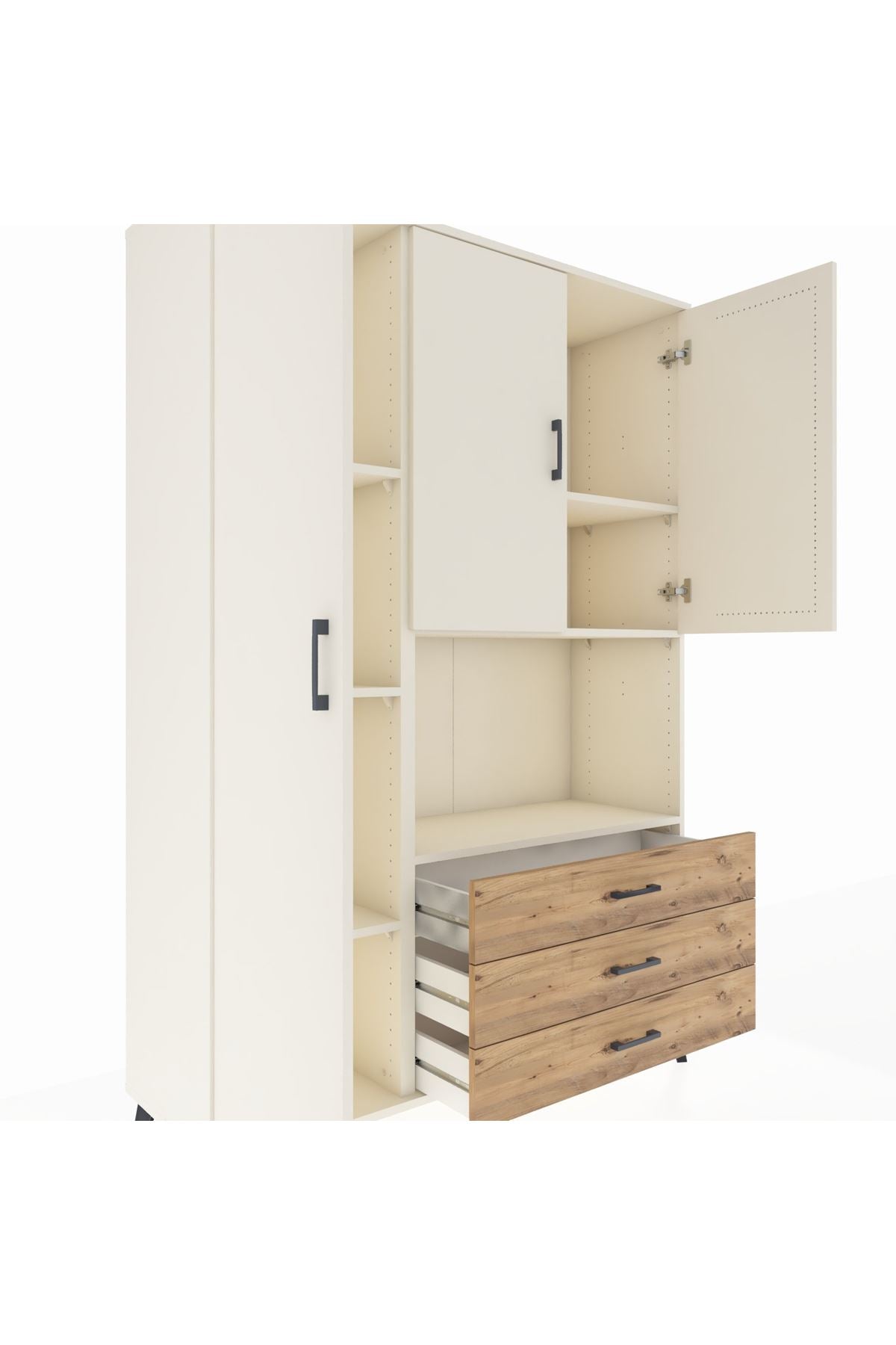 Hyperion Dolap 6 Raflı 3 Çekmeceli 3 Kapaklı 132x44x195 Aytaşı-Aytaşı/Çam