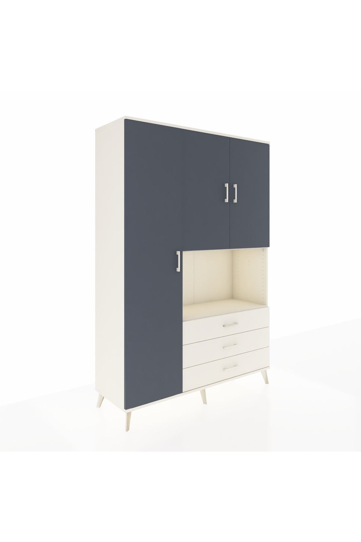 Hyperion Dolap 6 Raflı 3 Çekmeceli 3 Kapaklı 132x44x195 Aytaşı-Antrasit/Aytaşı