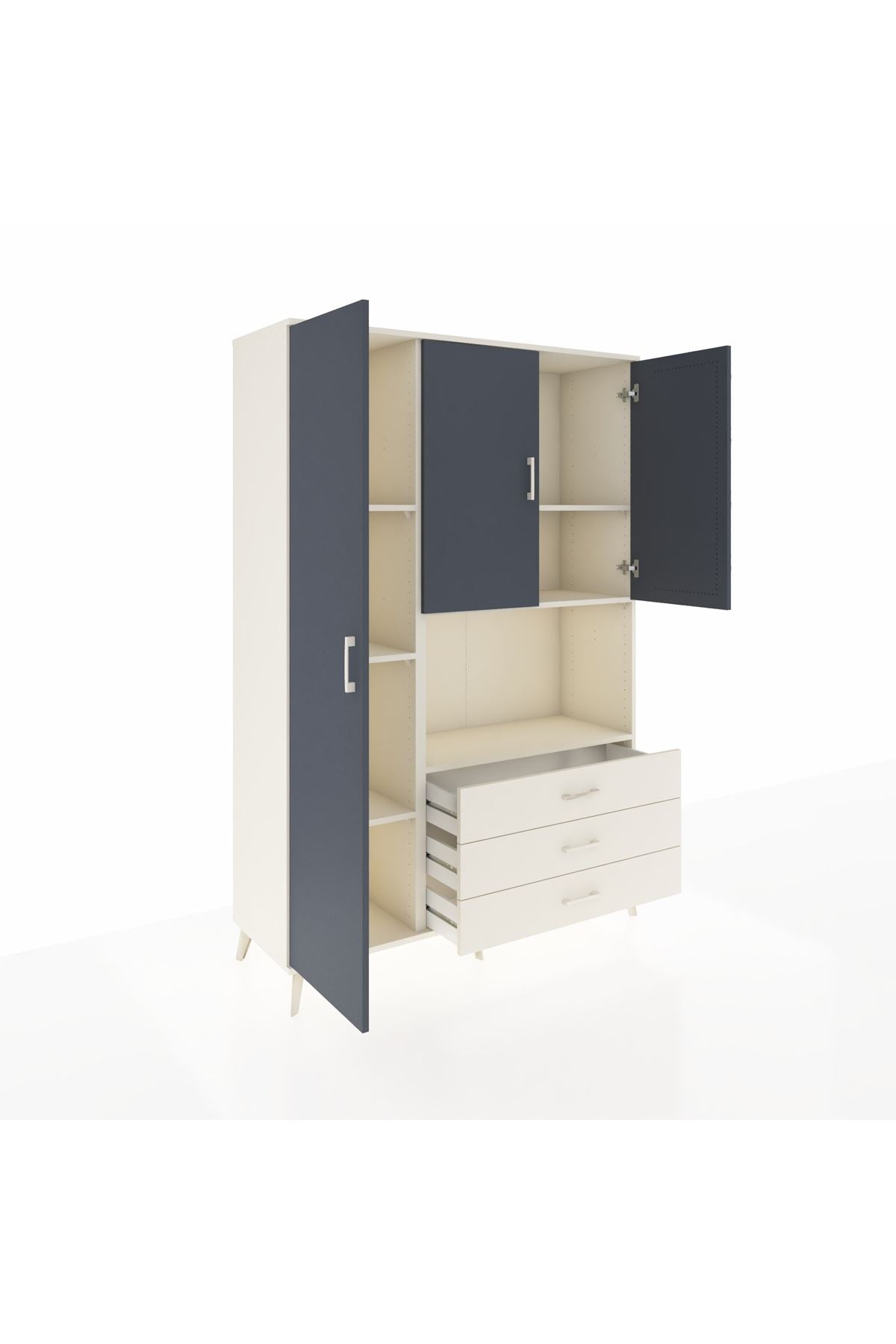 Hyperion Dolap 6 Raflı 3 Çekmeceli 3 Kapaklı 132x44x195 Aytaşı-Antrasit/Aytaşı