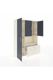 Hyperion Dolap 6 Raflı 3 Çekmeceli 3 Kapaklı 132x44x195 Aytaşı-Antrasit/Aytaşı