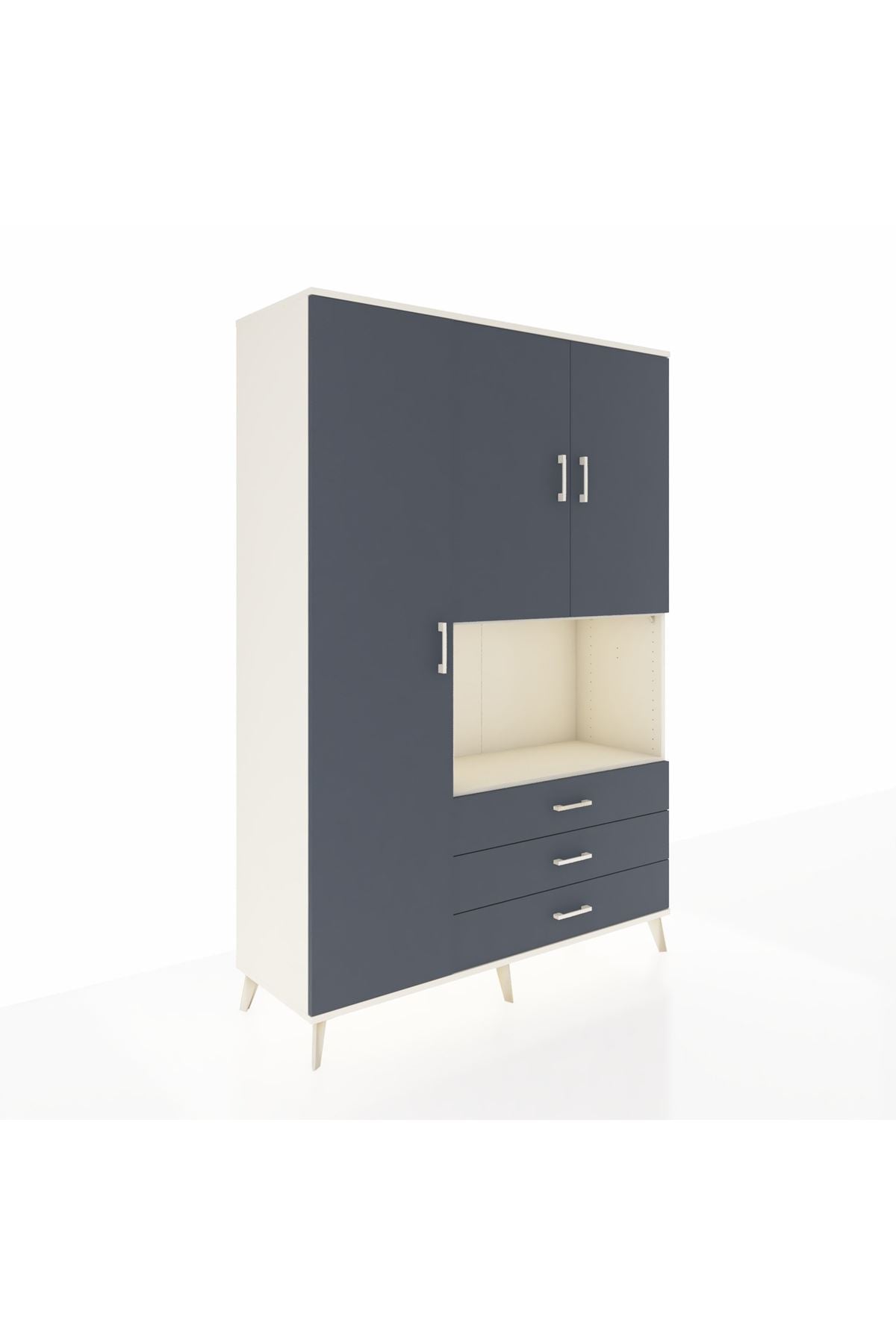 Hyperion Dolap 6 Raflı 3 Çekmeceli 3 Kapaklı 132x44x195 Aytaşı-Antrasit/Antrasit