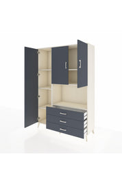 Hyperion Dolap 6 Raflı 3 Çekmeceli 3 Kapaklı 132x44x195 Aytaşı-Antrasit/Antrasit