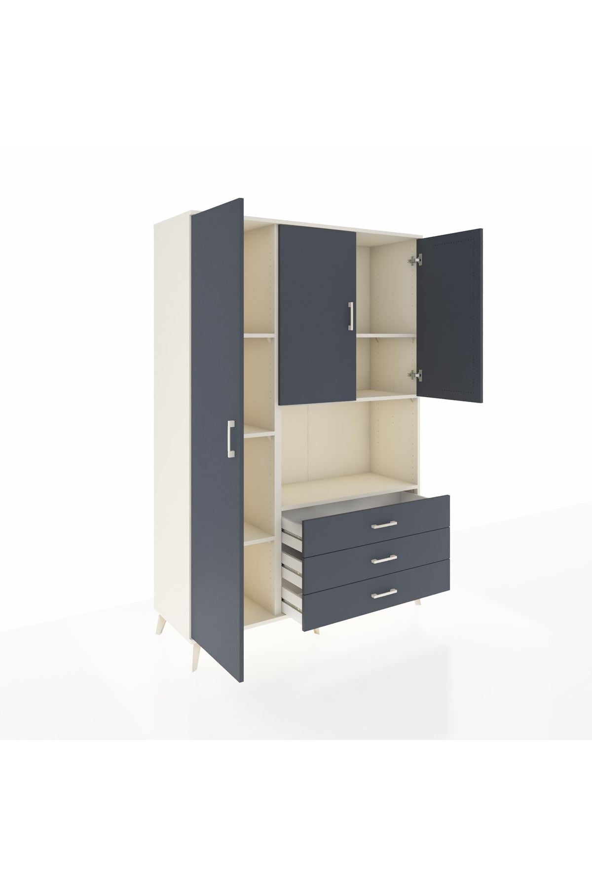 Hyperion Dolap 6 Raflı 3 Çekmeceli 3 Kapaklı 132x44x195 Aytaşı-Antrasit/Antrasit