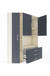 Hyperion Dolap 6 Raflı 3 Çekmeceli 3 Kapaklı 132x44x195 Aytaşı-Antrasit/Antrasit