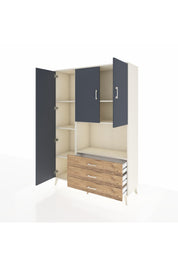 Hyperion Dolap 6 Raflı 3 Çekmeceli 3 Kapaklı 132x44x195 Aytaşı-Antrasit/Çam