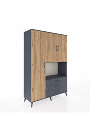 Hyperion Dolap 6 Raflı 3 Çekmeceli 3 Kapaklı 132x44x195 Antrasit-Çam/Antrasit