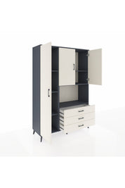 Hyperion Dolap 6 Raflı 3 Çekmeceli 3 Kapaklı 132x44x195 Antrasit-Aytaşı/Aytaşı