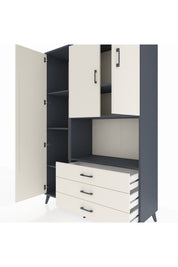 Hyperion Dolap 6 Raflı 3 Çekmeceli 3 Kapaklı 132x44x195 Antrasit-Aytaşı/Aytaşı