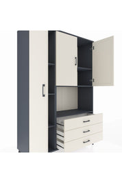 Hyperion Dolap 6 Raflı 3 Çekmeceli 3 Kapaklı 132x44x195 Antrasit-Aytaşı/Aytaşı