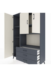 Hyperion Dolap 6 Raflı 3 Çekmeceli 3 Kapaklı 132x44x195 Antrasit-Aytaşı/Antrasit