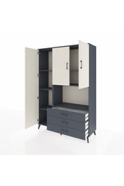 Hyperion Dolap 6 Raflı 3 Çekmeceli 3 Kapaklı 132x44x195 Antrasit-Aytaşı/Antrasit