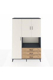 Hyperion Dolap 6 Raflı 3 Çekmeceli 3 Kapaklı 132x44x195 Antrasit-Aytaşı/Çam