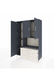 Hyperion Dolap 6 Raflı 3 Çekmeceli 3 Kapaklı 132x44x195 Antrasit-Antrasit/Aytaşı